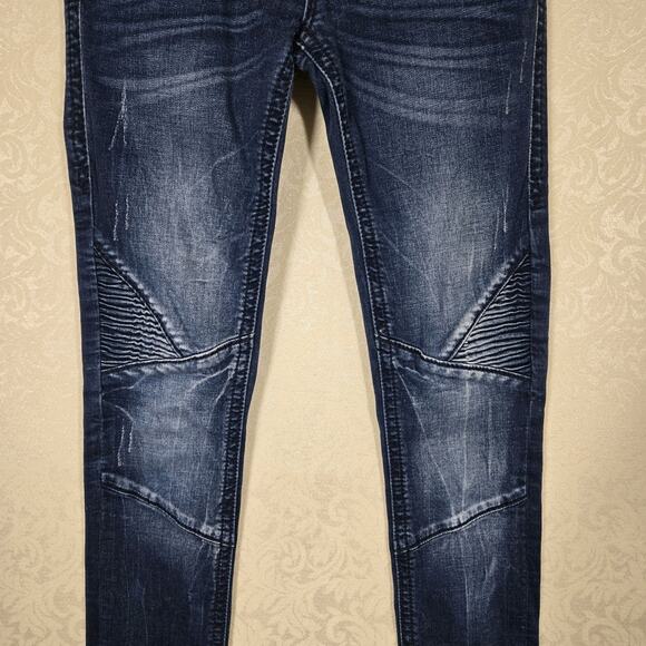 Rock Revival Mena Skinny Jeans sz 25 Dark Wash Blue Distressed Low Rise Stretch - Picture 5 of 16